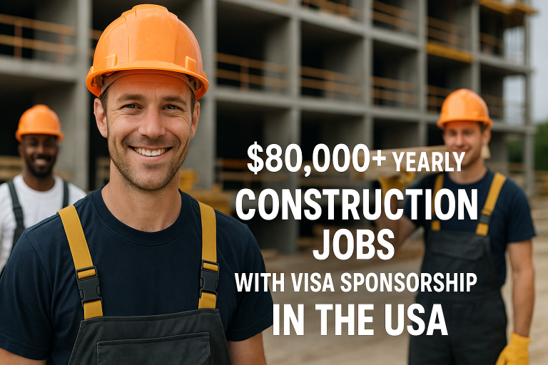 $80,000+ Yearly Salary Construction Jobs With Visa Sponsorship In The USA